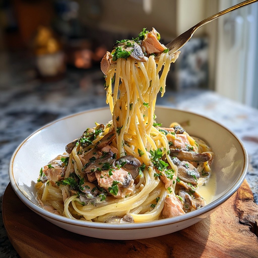Stroganoff-Style Salmon Pasta